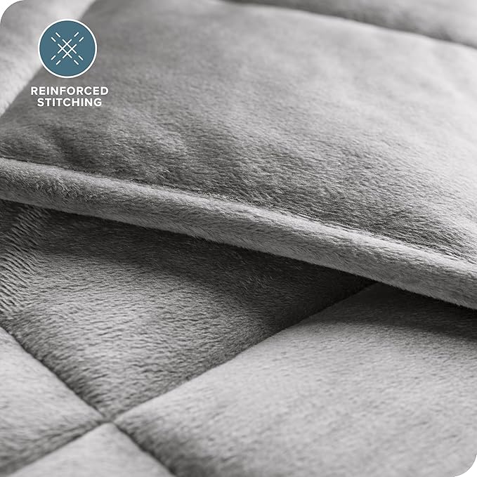 Bare Home Weighted Blanket King Size 30lb (80" x 87") for Adults - Minky Fleece - Premium Heavy Blanket Nontoxic Glass Beads (Light Grey, 80"x87")