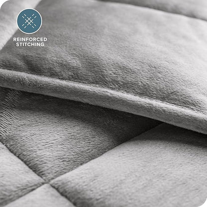 Bare Home Weighted Blanket Full or Queen Size 15lb (48"x72") for Adults - Minky Fleece - Premium Heavy Blanket Nontoxic Glass Beads (Light Grey, 48"x72")