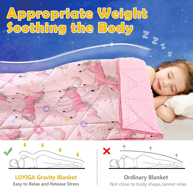 LOYIGA Weighted Blanket with Removable Duvet Case 3lbs 36” x 48”,Reversible Heavy Blanket (Pink)
