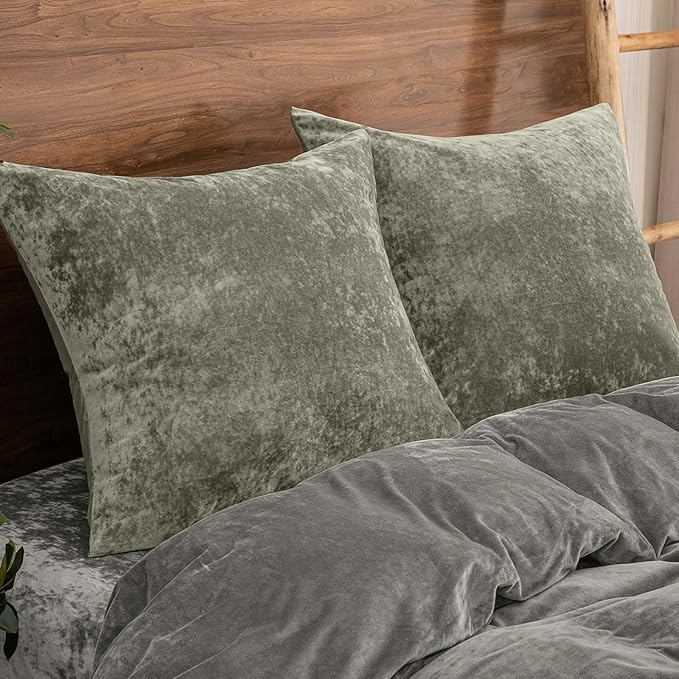 PHF Truly Velvet Euro Sham, 26"x 26",No Insert, 2 Pack Color Gradient Euro Throw Pillow Covers, Ultra Soft Cozy Pillow Covers for Home Decorative, No Shedding, No Pilling, Vetiver