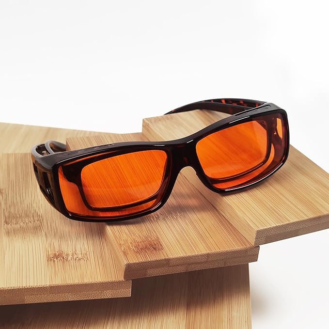 BLUELESS Fitover Glasses for Computer Blue Blocking with Orange Tinted Sleep Glasses, Tortoise