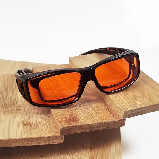 BLUELESS Fitover Glasses for Computer Blue Blocking with Orange Tinted Sleep Glasses, Tortoise