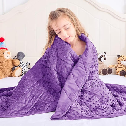 yescool Twin Size Purple Weighted Blanket for Adults 12 Pounds Cooling Weighted Heavy Blanket, Minky Throw Blankets Warm Weighted Comforter, Big Washable Thick Blankets Gift for 100-150lbs, 48 * 72in