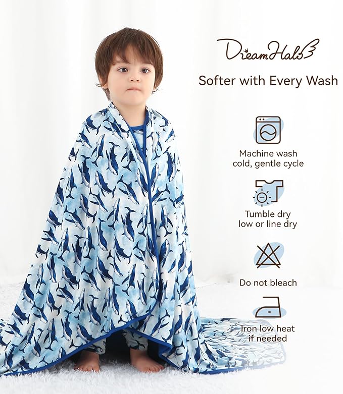 Premium Baby Blankets, Soft Viscose from Bamboo Blanket for Boys and Girls, Nursery Crib Bedding Quilt for Newborn and Toddler, Cooling for Hot Sleepers 50'' x 50'' Shark