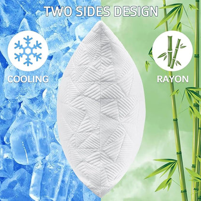 BETU Cooling Pillows Queen Size Set of 4, Shredded Memory Foam Bed Pillows for Sleeping, Adjustable Firm Cool Pillow for Neck Pain and Side Sleeper White