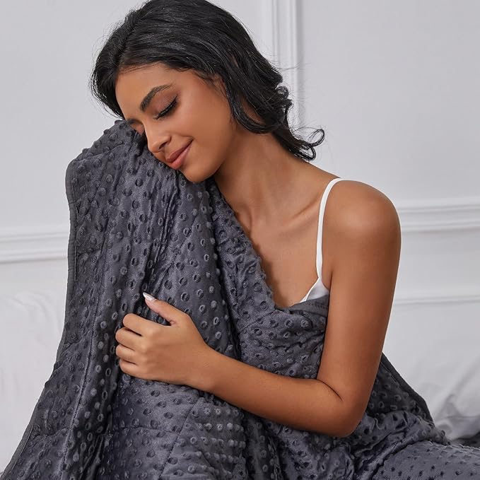 Weighted Blanket for Adults, Comfortable and Soft Throw Weighted Blanket with Premium Glass Beads for All Season 15 lbs 60"x80", Dark Grey