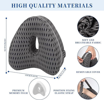 Knee Pillow for Side Sleepers - Sciatica, Hip & Back Pain Relief Pillow with Adjustable Strap, Memory Foam Leg Pillow for Side Sleeping, Spine Alignment Support for Pregnancy, Post-Surgery (Sky Blue)