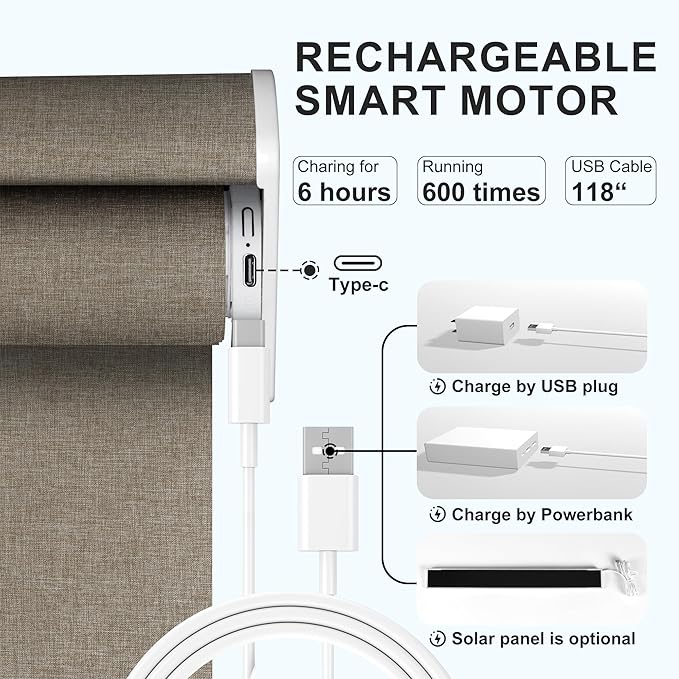 Motorized Blinds with Remote,Light Filtering Smart Roller Shades with App,Voice Control,Thermal Insulated Automatic Blinds,Electric Shades with USB/Solar Pannel.Filter Linen Pink