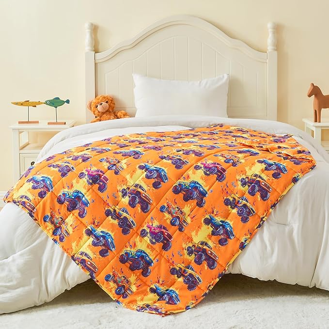yescool Truck Car Weighted Blanket 5 Pounds Cooling Weighted Lap Blanket, Heavy Blanket for Sleeping, Breathable Weighted Throw Blanket Gift for 40-60lbs, 36"x48"