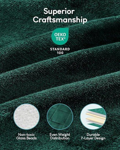 Cottonblue Weighted Blanket 20lbs for Queen Ded - Ultra Soft, Cozy Comfort Sherpa Blanket for Relax and Sleep, Heavy Bed Blankets with Cemaric Beads, 60x80 Inches,Green
