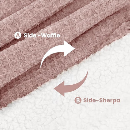 Heated Blanket Electric Blanket Queen Waffle, 84x90 Inches Dual Controllers Sherpa Fleece Fast Heating Blanket 6 Heating Levels & 10 Hours Auto Off ETL Certification, Pink Queen