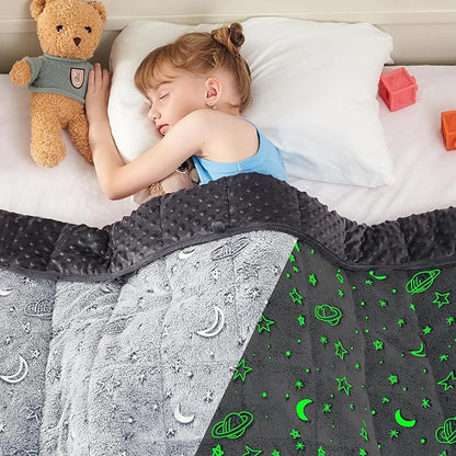 yescool Weighted Blanket 10 Pounds Weighted Lap Blanket, Glow in The Dark Star Heavy Blanket, Warm Minky Weighted Throw Blanket Gift for 80-110lbs, 40"x60"