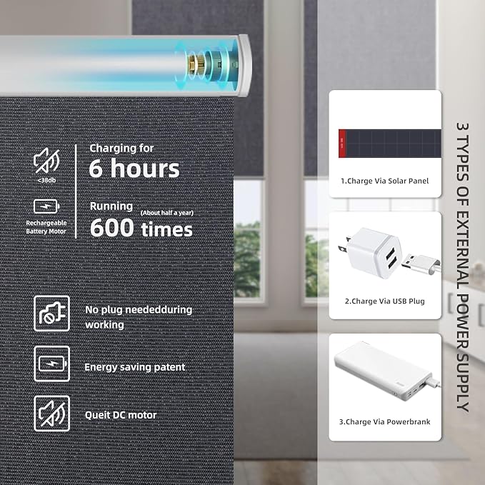 Motorized Blinds Roller Shade with Remote: Canisteo Automatic Smart Blind for Windows 100% Blackout, Electric Blinds Compatible with Alexa/Google Home/Apple Homekit, Customized Size,Noir Umber