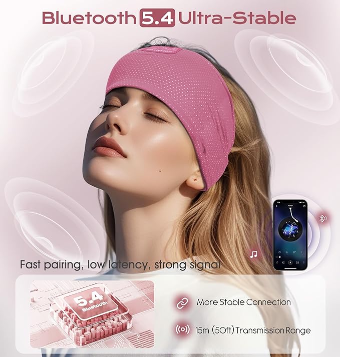 ink-topoint Sleep Headphones Bluetooth 5.4 Headphone, Sports Earphones with HD Stereo Speakers Breathable Sports Headphones for Running, Yoga, Travel, Sleeping, Ideal Gifts for Men Women