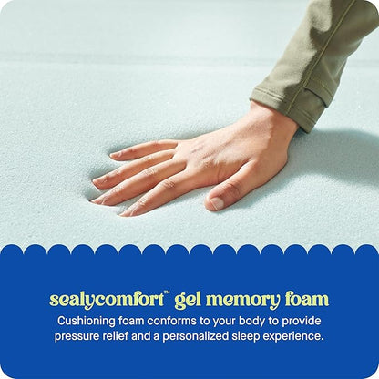 Sealy Dreamlife 2” Gel Memory Foam Full Mattress Topper with Cooling Cover, SealyComfort Gel Foam, SealyCool Stretch Knit Cover with Corner Straps