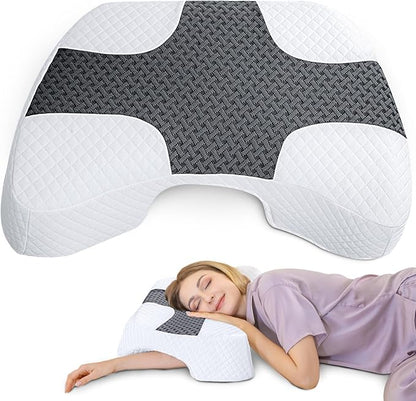 SAHEYER Side Sleeper Pillow with Arm Hole, Memory Foam Pillow for Neck and Shoulder Pain Relieve, Multi-Angle Armholes Pillow for Many Sleeping Positions, Ergonomic Orthopedic Support Pillow (Black)