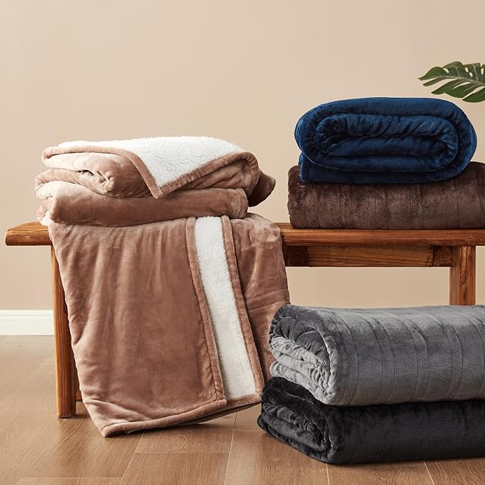 EHEYCIGA Heated Blanket - Queen Size, 9 Heating Levels, 10 Hour Auto Off, Soft Cozy Sherpa, Dual Control, Fast Heating, 84 x 90 Inches