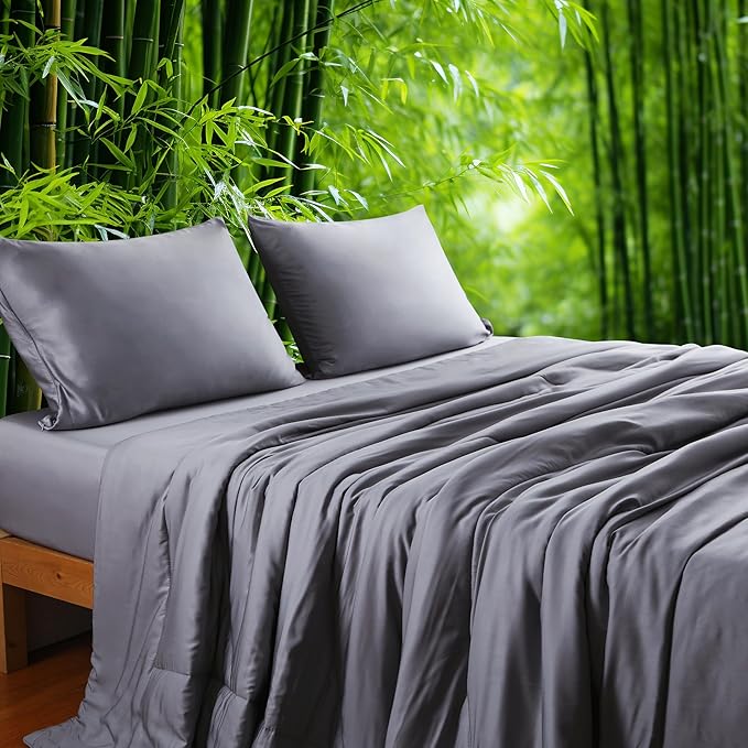 Bamboo Viscose All Season Comforter/Blanket - Ultra Soft & Breathable Comfort - Perfect Medium Weight for Snuggling Without Overheating - Enjoy Cozy Sleep All Night