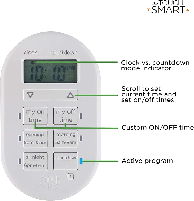 myTouchSmart Programmable Indoor Digital Timer, Plug