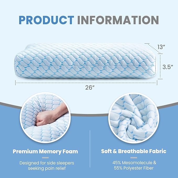 puredown® Knee Pillow for Side Sleepers, Leg Elevation Pillow for Side Sleeping, Pillow Between Legs for Aligns Spine, Support for Pregnancy Relieves Pressure Hip Leg and Improve Sleeping, Blue