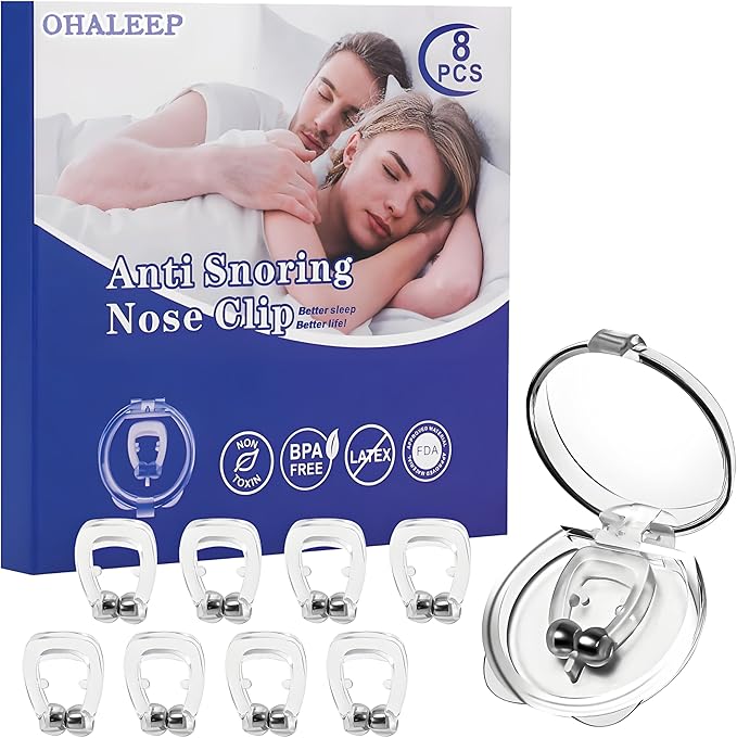 Anti Snoring Devices, Snore Stopper with Adjustable Magnet, Silicone Nose Clip Stop Snoring, Effective to Relieve Snoring, Snoring Solution for Comfortable and Quieter Sleep, White,M