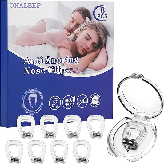 Anti Snoring Devices, Snore Stopper with Adjustable Magnet, Silicone Nose Clip Stop Snoring, Effective to Relieve Snoring, Snoring Solution for Comfortable and Quieter Sleep, White,M