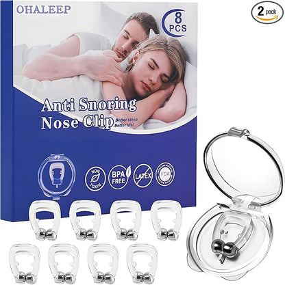 Anti Snoring Devices, Snore Stopper with Adjustable Magnet, Silicone Nose Clip Stop Snoring, Effective to Relieve Snoring, Snoring Solution for Comfortable and Quieter Sleep,White, M
