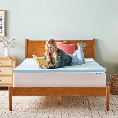LINENSPA Memory Foam Mattress Topper - 2 Inch Gel Infused Memory Foam - Plush Feel - Cooling and Pressure Relieving - CertiPUR Certified - Dorm Room Essentials - Full Size
