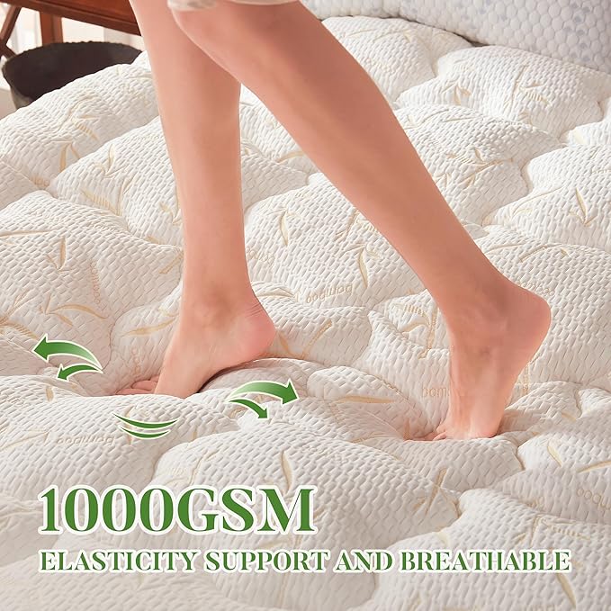 100% Waterproof Twin XL Size Mattress Topper, Thick Pillow Top Mattress Pad，Up to 21 Inch Deep Pocket,Soft Breathable Mattress Pad for Back Pain,Protector Cover(Beige)