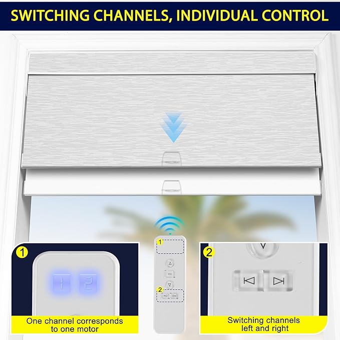 BERISSA Motorized Blinds with Remote,Dual Roller Shades,Blackout&Light Filtering Smart Blinds for Windows,Remote Control,Customized Automatic Electric Shades with USB/Solar Pannel.Custom Color