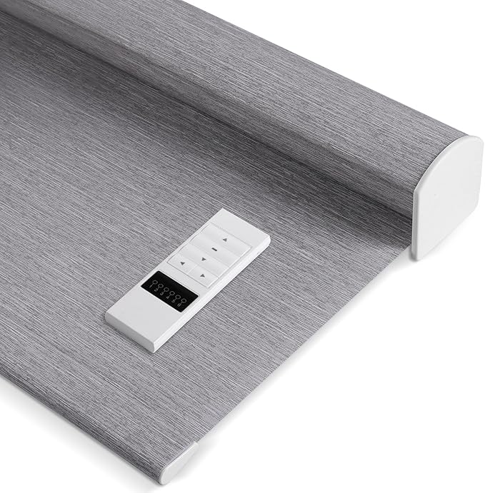 ZSHINE Motorized Window Blinds Over-Size Customize Width (21-114 Inches) Remote Control Wireless and Rechargeable Motor Roller Shades Blinds for Windows(Light Filtering Victoria Series)