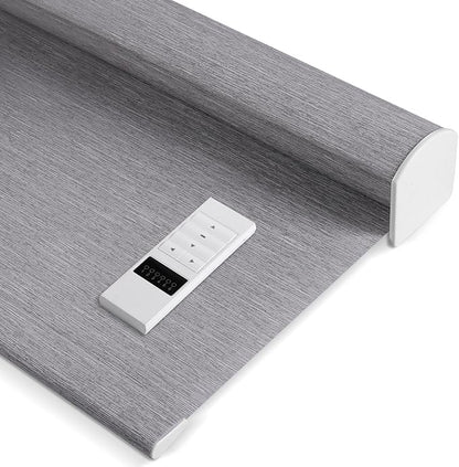 ZSHINE Motorized Window Blinds Over-Size Customize Width (21-114 Inches) Remote Control Wireless and Rechargeable Motor Roller Shades Blinds for Windows(Light Filtering Victoria Series)