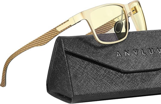 ANYLUV Blue Light Blocking Glasses Men Computer Gaming Glasses Lightweight Al-Mg Metal Anti Eyestrain Eye Protection