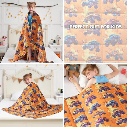 yescool Truck Car Weighted Blanket 10 Pounds Cooling Twin Weighted Lap Blanket, Heavy Blanket for Sleeping, Weighted Throw Blanket Gift for 80-110lbs, 40"x60"