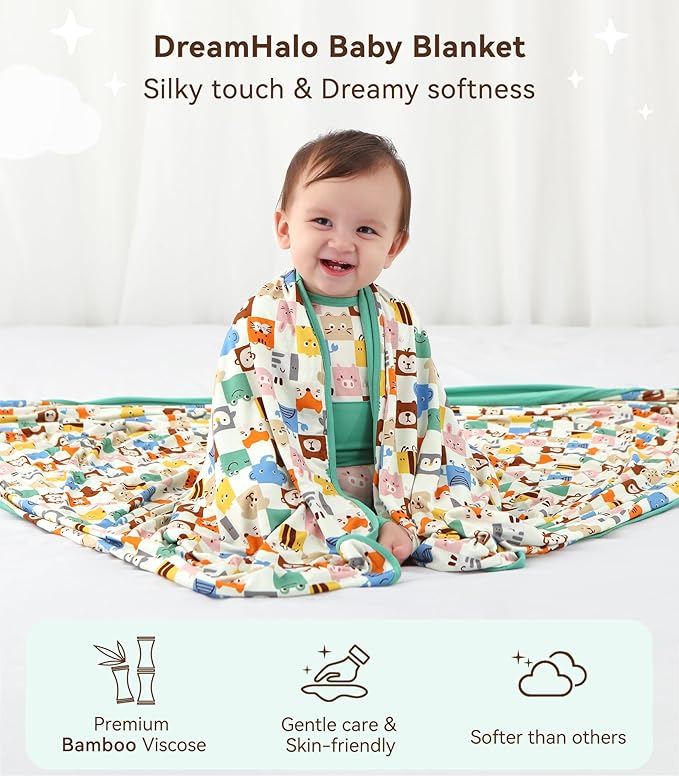 Premium Baby Blankets, Soft Viscose from Bamboo Blanket for Boys and Girls, Nursery Crib Bedding Quilt for Newborn and Toddler, Cooling for Hot Sleepers 50'' x 50'' Animal