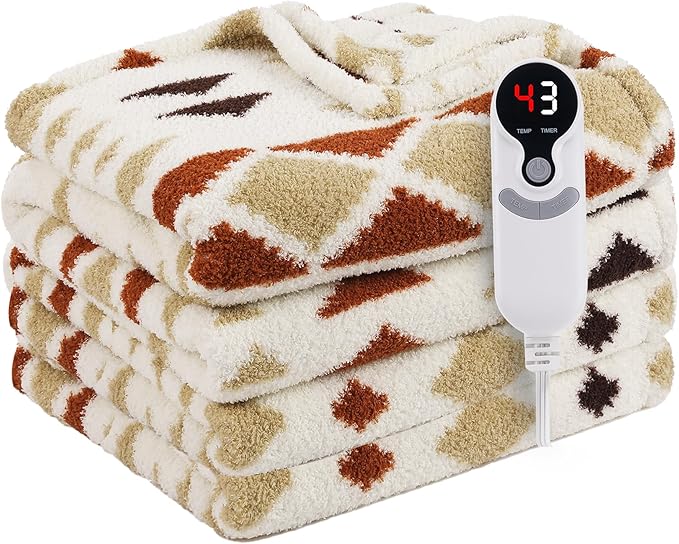 LUXIAN Electric Heated Blanket Full Size 72"x84" -Microfiber Fabric Dual-Sided, 9 Heat Settings & 10 Hours Auto Off, Machine Washable, Hourglass Secret Realm