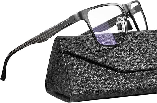ANYLUV Blue Light Blocking Glasses Men Computer Gaming Glasses Lightweight Al-Mg Metal Anti Eyestrain Eye Protection
