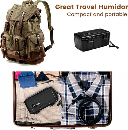 Flauno Travel Cigar Humidor - Portable Cigar Case with Cigar Cutter & Humidifier, Holds up to 15 Cigars, Waterproof, Crushproof, Airtight Seal, Durable