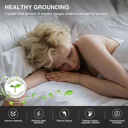 Grounding Mat for Bed, Grounded Pad for Sleep, Anti-Slip PU Leather Grounded Mat with Grounding Cord (27''×39'', Twin)