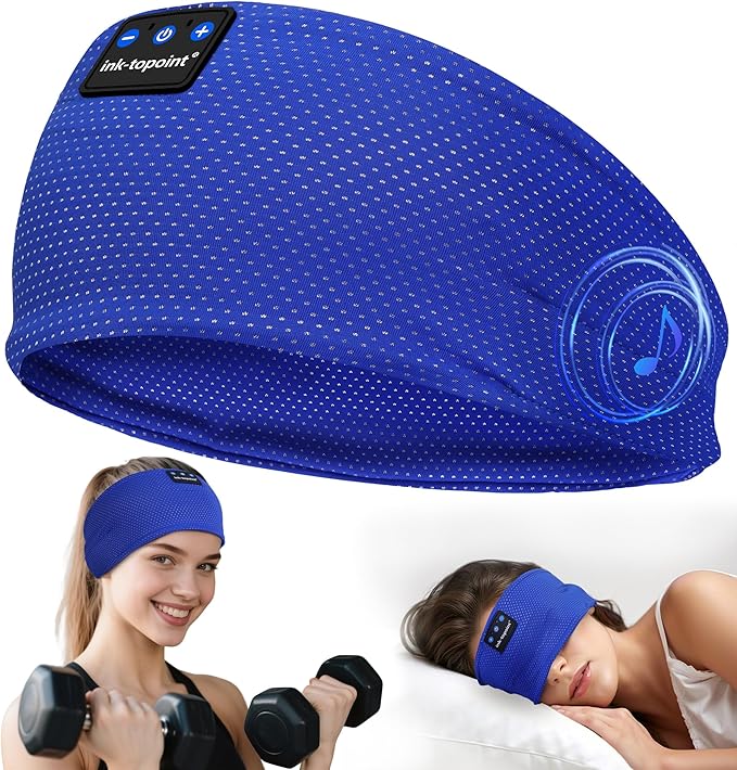 ink-topoint Sleep Headphones Bluetooth 5.4 Headphone, Sports Earphones with HD Stereo Speakers Breathable Sports Headphones for Running, Yoga, Travel, Sleeping, Ideal Gifts for Men Women