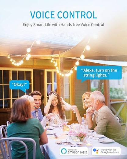 Outdoor WiFi Outlet, Outdoor Plug with 3 Ground Outlets, Compatible with Amazon Alexa, Google Assistant, Remote Control Outdoor Light Timer Outlet Waterproof, FCC Certified