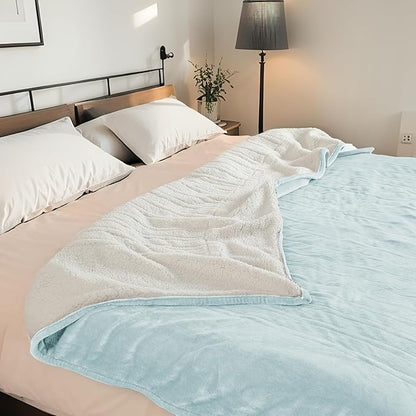 Electric Heated Blanket Queen Size 84"x90" - Dual-Sided with Microplush & Sherpa Fabric, 4 Heat Settings & 10 Hours Auto Off, Dual Controller, Machine Washable - Spring Green