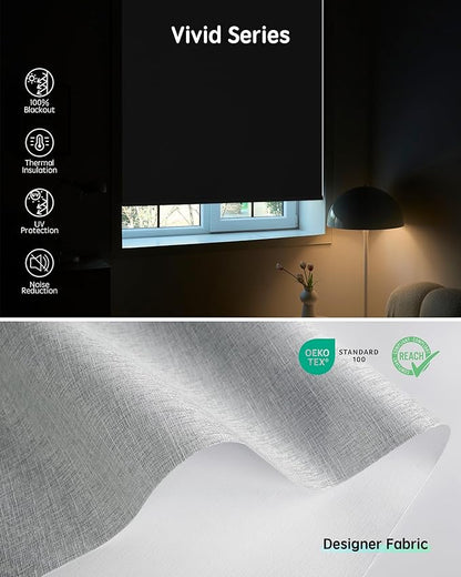 Yoolax Motorized Blinds with Remote, Smart Blinds for Windows Blackout Automatic Shades Compatible with Alexa Remote Control Roller Window Shades with Valance, Custom Size (V-Shimmer Light Jade)