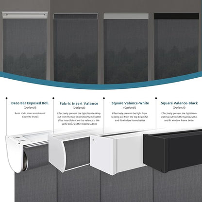 Motorized Blinds Compatible with Alexa,Google Asssitant,Homekit Over Thead,5% Openness Smart Blind with Remote Control,APP/Voice Control,Automatic Rechargeable Battery,Aventus Charcoal Grey