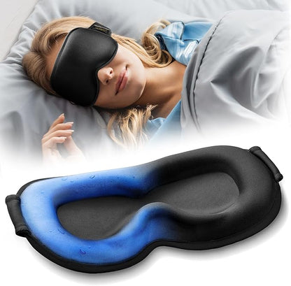3D Weighted Cooling Gel Eye Mask – 6oz Weighted Eye Mask for Sleeping, 100% Blackout Gentle Pressure Sleep Mask, Ice Cold Gel, Eye Care, Migraine & Headache, Anxiety Relief Items for Women Men