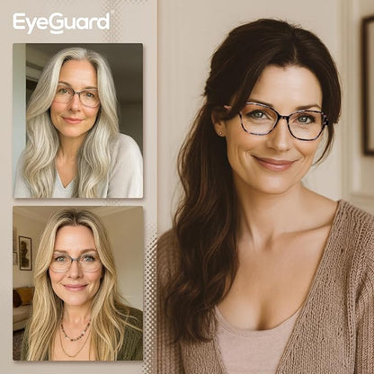 EYEGUARD Stylish Reading Glasses for Women Blue Light Blocking Readers with Spring Hinge Computer Eyeglasses