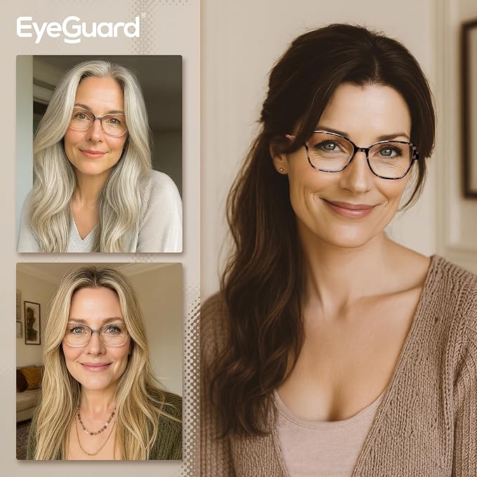 EYEGUARD Stylish Reading Glasses for Women Blue Light Blocking Readers with Spring Hinge Computer Eyeglasses