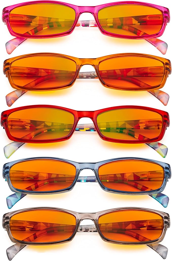 Eyekepper 5 Pack Computer Glasses Digital Eye Strain Prevention Blue Light Filter Reading Glasses Orange Tinted +1.50