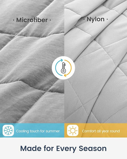 Drewin Weighted Blanket for Adults 17lbs, Cooling Queen Size Weighted Blankets with Double Sided Breathable Microfiber, Soft Heavy Blanket for Sleep Natural and Relaxing, 60 x 80 inches, Grey