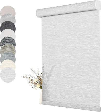 BERISSA Light Filtering Roller Shades for Windows,Cordless Roller Window Shades with Cassette Valance,Linen Roller Blinds,Thermal Insulation Window Shades for Home Office.Custom Color.Custom Size